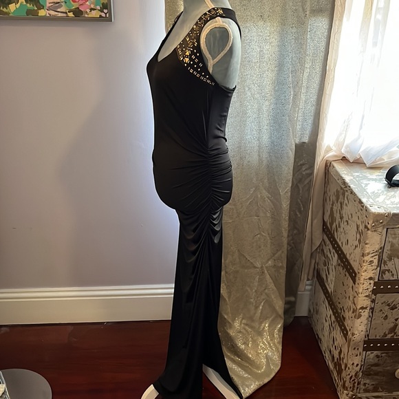 Thalia Sodi Size S Small Black Beaded Formal STRETCH Dress NWT Macy's - Picture 2 of 4